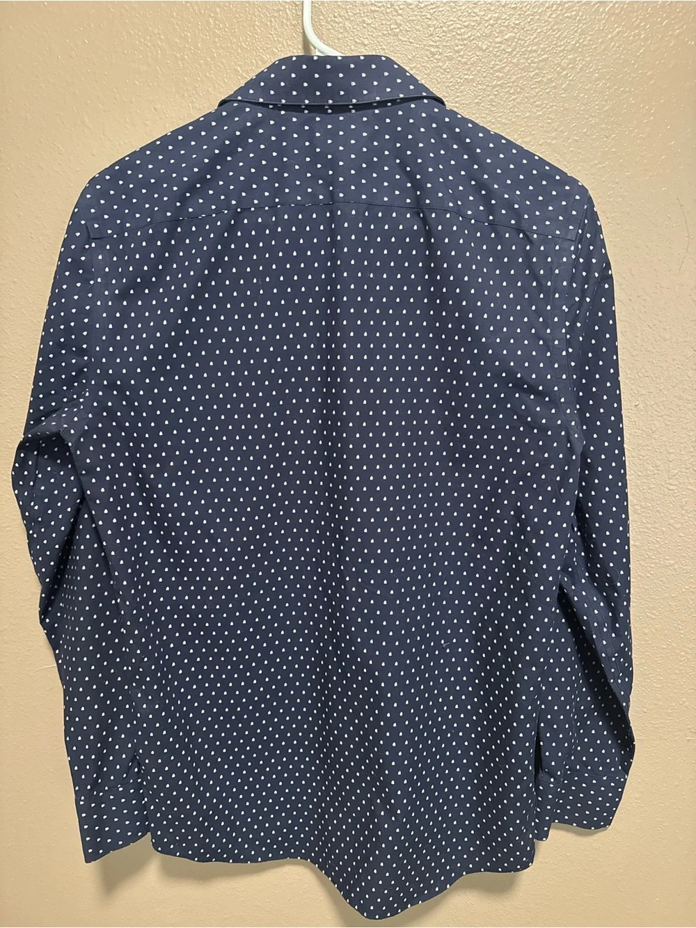 Banana Republic Navy Button-Down Shirt with White Micro-Dot Pattern